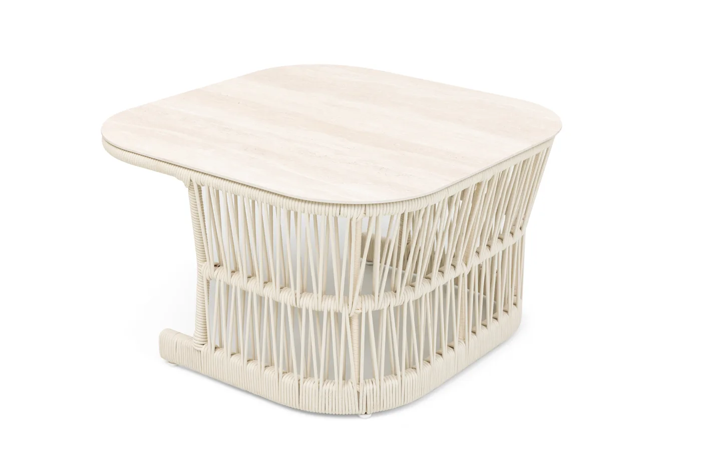 Baybay side table - square (rope base, teak top)