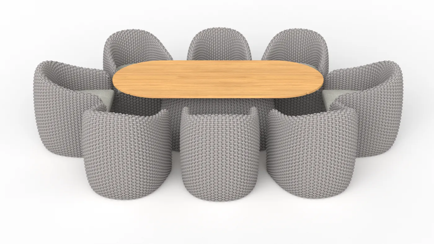 Sanga dining set (8-seat, organic table)